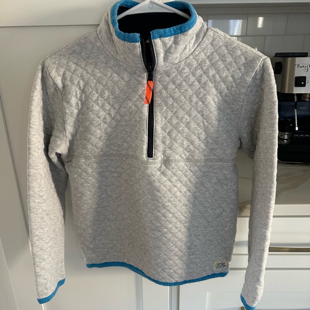 GORGEOUS CREWCUTS Gray/Blue Quilted Quarter-Zip Sweater - Sz 12 Boys/Unisex EUC